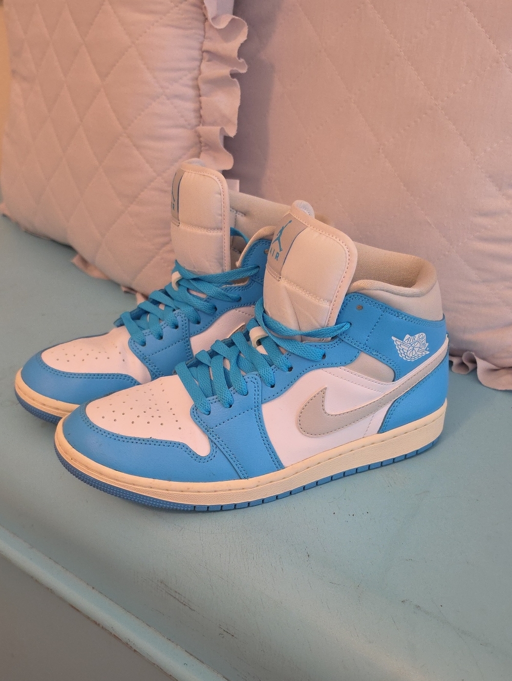 Nike Air Jordan 1 Mid White and University Blue